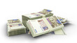 © RODWORKS - 3D stack of Croatian 1000 Kuna notes isolated on white background. Croatia currency