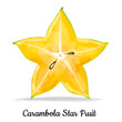 Carambola star fruit isolated on white background. Vegetarian, organic food. Vector Illustration. 