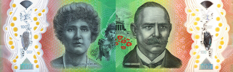 Poster - Nellie Melba Portrait from Australian 100 Dollar 2020 Banknotes.