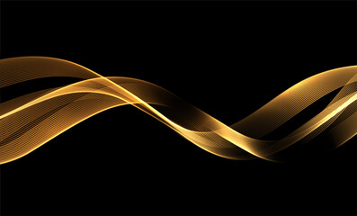 Poster - Abstract Waves. Shiny moving lines design element on dark background for greeting card and disqount voucher.