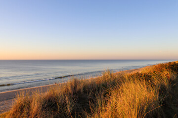 Beautiful dune landscape in the evening on Sylt