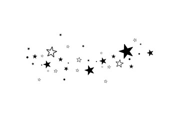 Stars on a white background. Black star shooting with an elegant star.Meteoroid, comet, asteroid, stars.