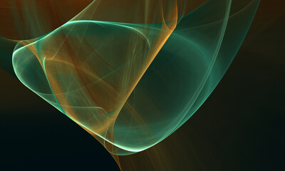 Wall Mural - Artistic fluid amorphous 3d substance swaying in deep dark space. Green yellow hues of stains and membrane contrast well. Formless translucent matter levitates or falls down. Great as print cover.