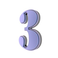 Poster - Blue 3d number 3. Number or number. Rendering an image.