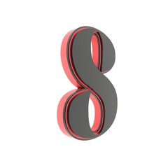 Poster - Red gray 3D volumetric numeral 8