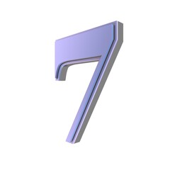 Poster - Blue 3d number 7. Number or number. Rendering an image.