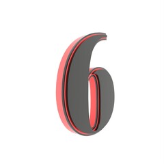Poster - Red gray 3D volumetric numeral 6