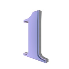 Poster - Blue 3d number 1. Number or number. Rendering an image.