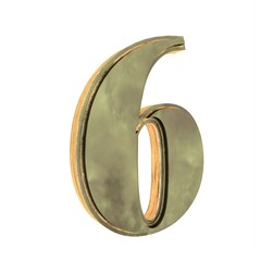 Poster - Bronze textured 3D volumetric numeral 6