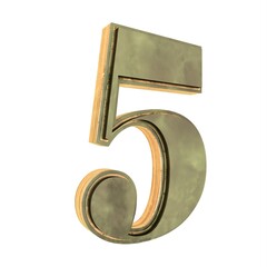 Poster - Bronze textured 3D volumetric numeral 5