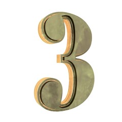 Poster - Bronze textured 3D volumetric numeral 3