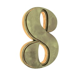 Poster - Bronze textured 3D volumetric numeral 8