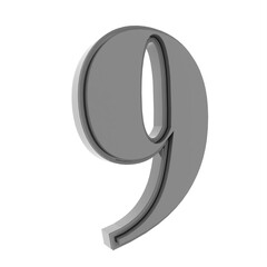 Poster - Gray 3d digit 9