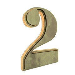 Poster - Bronze textured 3D volumetric numeral 2