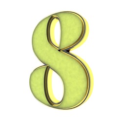 Poster - Green 3d number 8. Number or number. Rendering an image.