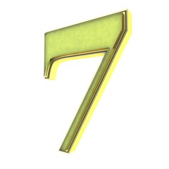 Poster - Green 3d number 7. Number or number. Rendering an image.