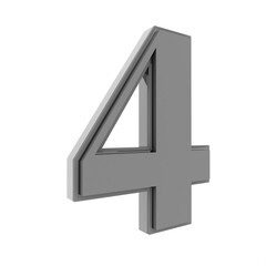 Poster - Gray 3d digit 4