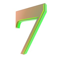 Poster - 3d number 7. Number on a white background. Rendering.
