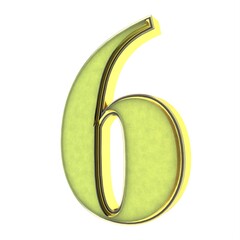 Poster - Green 3d number 6. Number or number. Rendering an image.