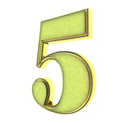 Poster - Green 3d number 5. Number or number. Rendering an image.