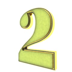 Poster - Green 3d number 2. Number or number. Rendering an image.