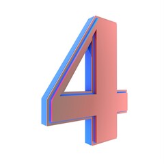 Poster - number four made of colorful splashes