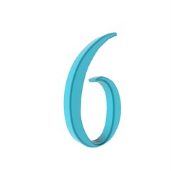 Poster - Blue 3d digit 6