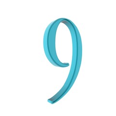 Poster - Blue 3d digit 9