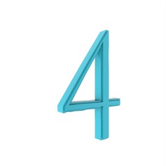 Poster - Blue 3d digit 4