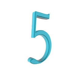 Poster - Blue 3d digit 5
