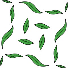 Poster - Green looped abstract leaf pattern