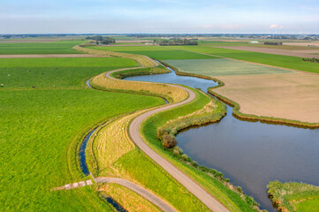 West Frisian Seawall near the village of Eenigenburg, The Netherlands.