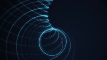 Elegant Spiraling Fractal Light Wave Motion Background Animation With Glowing Gold And Blue Particles. Full HD And Looping Geometric Background.