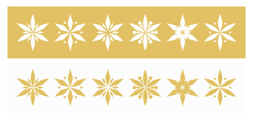 Wall Mural - snowflake shapes gold icons set.