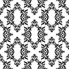 Poster - Vector classic oriental ornament. Seamless abstract damask background with antique elements. Black and white. For fabric, wallpaper, tiles or packaging.