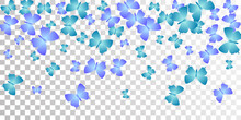 Tropical Blue Butterflies Flying Vector Wallpaper. Summer Little Moths. Decorative Butterflies Flying Baby Illustration. Tender Wings Insects Graphic Design. Fragile Beings.