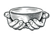 © ~ Bitter ~ - Empty bowl in hands. Sketch vintage vector illustration