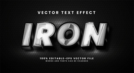 Wall Mural - Iron 3D text effect. Editable text style effect with dark concept.
