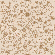 Flowers And Leaves Seamless Pattern