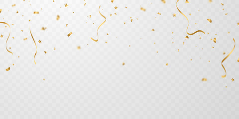 Wall Mural - Celebration background template with confetti and gold ribbons. luxury greeting rich card.