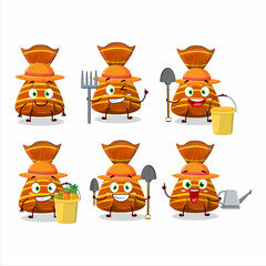 Sticker - Farmer orange candy wrappers cute mascot character with fork