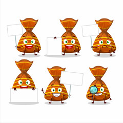 Sticker - Orange candy wrappers cartoon character bring information board