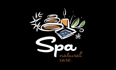 Wall Mural - Drawn vector SPA logo on a black background