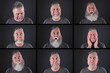 © soupstock - Beard Bingo, an older man in various stages of having a beard