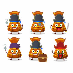 Poster - Cartoon character of orange candy wrappers with various pirates emoticons