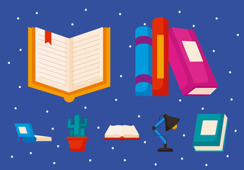 Sticker - seven books universe icons