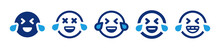 Happy And Laughing Emoticons Icon Set.