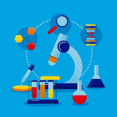 Poster - microscope and dna icons