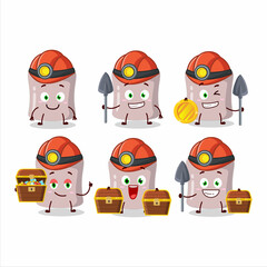 Wall Mural - miners strawberry marshmallow cute mascot character wearing helmet