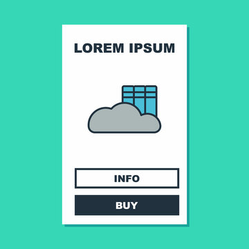 Filled outline Cloud or online library icon isolated on turquoise background. Internet education or distance training. Vector